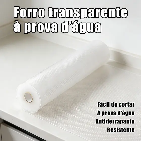 Forro antiderrapante transparente para gavetas armários geladeira e guarda-roupa