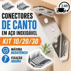 Kit 10/20/30 Conectores de Canto em Aço Inoxidável para Móveis de Madeira Cantoneira Suporte Universal