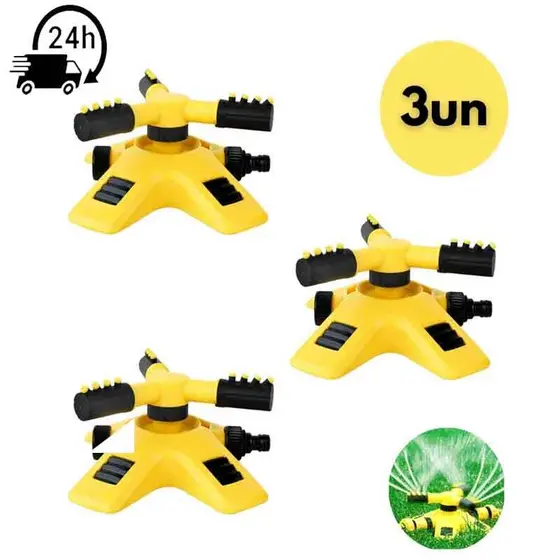 Kit 3 Unidades Irrigador De Jardim Giratório 360º Automático Lança Até 15m graus para regar plantas e hortaliças.