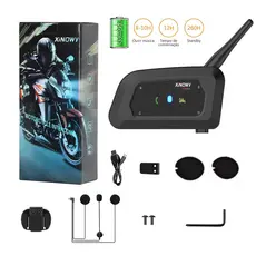 Intercomunicador V6plus Fone Capacete Moto Bluetooth S/ Fio 1200 metros