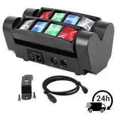 8 Leds Moving Head Led Colorido Mini Spider Beam 40w Rgbw Dmx Com Strobo Sensor De Som e Automatico