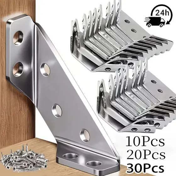 Kit 10/20/30 Steel Connector Corner Joint for Furniture Wood Excellent for reinforcing furniture corners