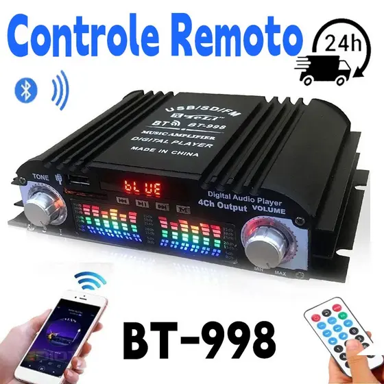 1600W 12V Amplificador Digital WiFi Rádio FM De Canais Bluetooth 5.0 Karaoke Player Adequado Para Alto-Falantes De Carro