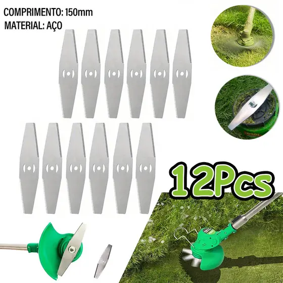 Kit 12 Uni De Lâminas Para Cortador De Grama Lâminas Para Aparador De Grama Acessórios Para Capinador