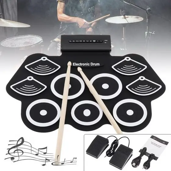 Bateria Eletronica Digital Musical Portátil Kit Completo Bateria Eletrônica Digital Tipo Tambor De Silicone