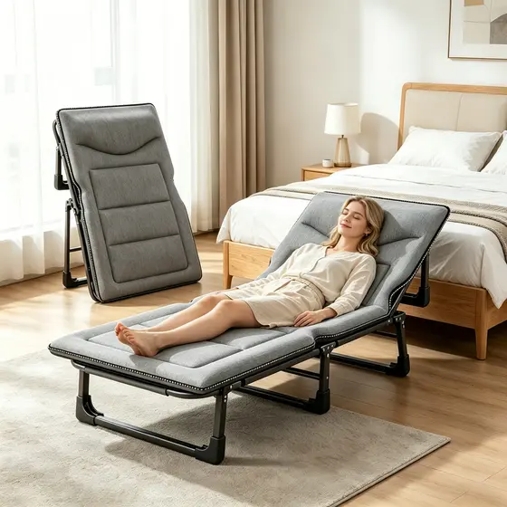 Cama Portátil Dobrável Espreguiçadeira Ajustável Até 200kg Para Escritório Hospital Camping