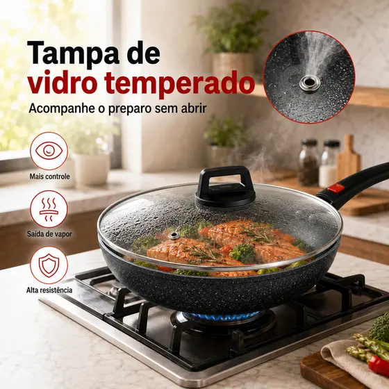 Frigideira Cerâmica Antiaderente 24cm para Indução e Fogão a Gás