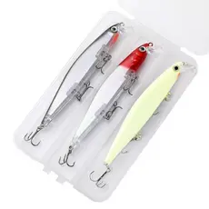Kit 3 Isca Artificial Fundo Minnow Com 3 Ganchos luminoso noturna para Tucunaré