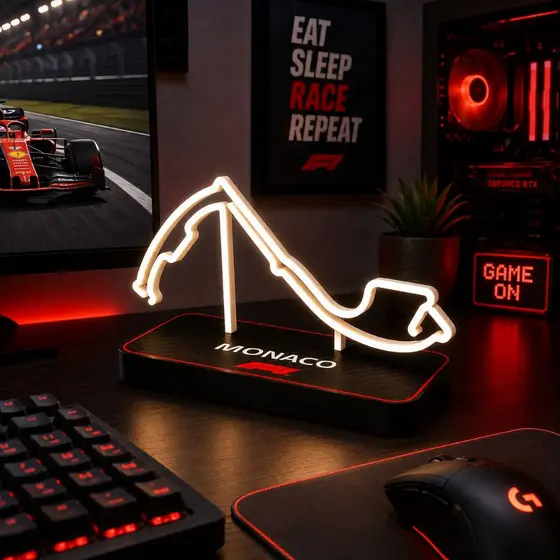 Circuito Mônaco F1 3D Decorativo com Base  Enfeite Fórmula 1 Quarto Gamer, Escritório e Colecionador Logo F1 Decoração