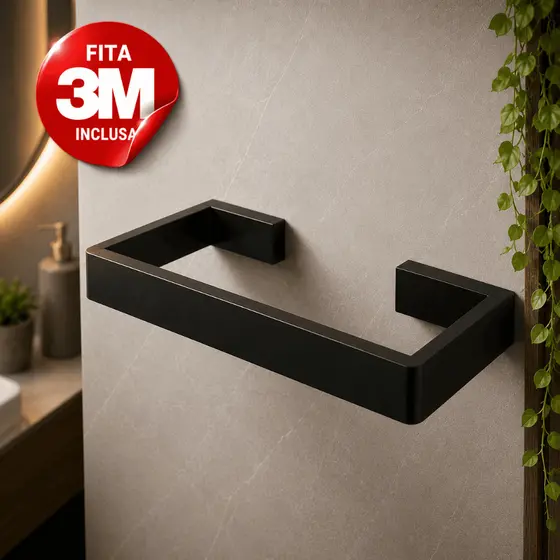 Porta Toalha de Rosto Toalheiro 25cm Sem Furo Adesivo Organizador Banheiro Lavabo