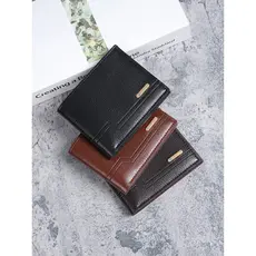 carteira masculina carteira masculina com ziper Nova carteira masculina carteira curta moda Casual lichia padrão carteir