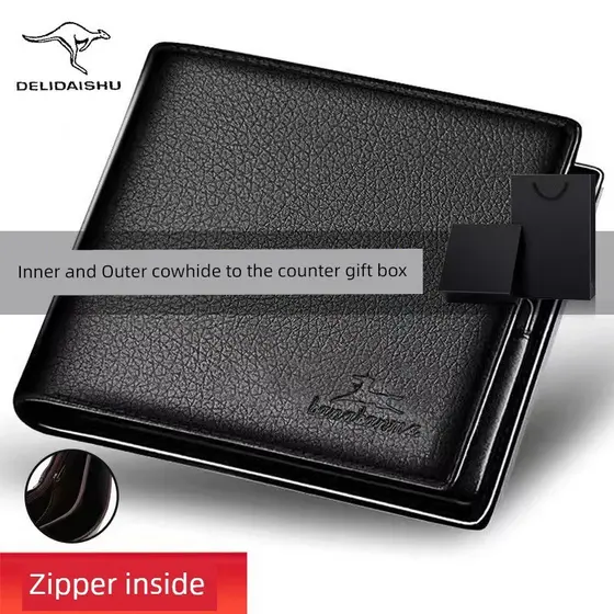 carteira masculina com ziper carteira masculina 2026 Carteira masculina de couro com zíper, carteira curta de motorista,