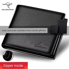 carteira masculina com ziper carteira masculina 2026 Carteira masculina de couro com zíper, carteira curta de motorista,