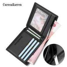 carteira masculina com ziper carteira masculina Carteira curta de couro masculina com zíper, grande capacidade, carteira