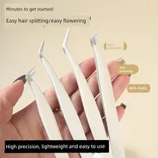 Pinça para cílios postiços de alta precisão, modelador de cílios, enxerto profissional, conjunto completo, cabeça redond
