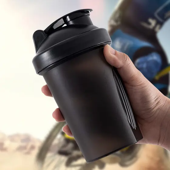 Garrafa esportiva em pó de proteína de agitação de alta ordem com copo liquidificador de Milkshake de bola 400ml logotip