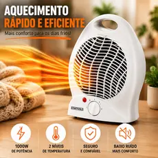 Mini Aquecedor 1000W Silencioso para Uso Interno