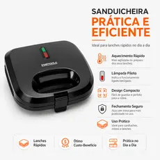 Sanduicheira Elétrica Startools - Potência 750W, Design Compacto, Placas Antiaderentes