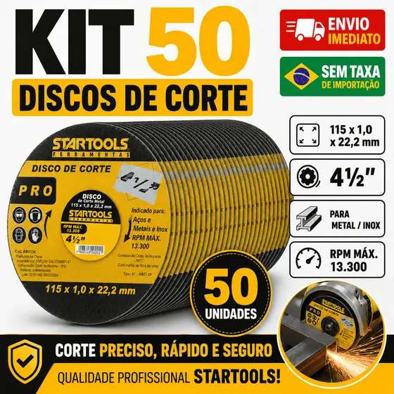 Discos de Corte Esmerilhadeira 4 1/2 Metal Inox 115x1,0x22,2mm Startools