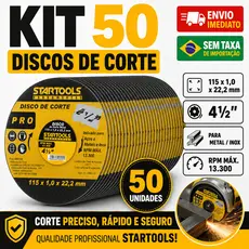 Discos de Corte Esmerilhadeira 4 1/2 Metal Inox 115x1,0x22,2mm Startools