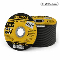 Kit 30 Disco Corte 115x1,0mm Ferro Inox Metal Para Esmerilhadeira 4.1/2 Startools