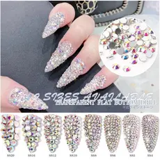 Strass Cristal Furta Cor Prata Branco Transparente Unhas e Artesanato Pacote com 1440 unidades