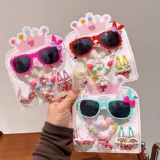 Kit 3-6 Pçs Óculos Presilhas Laços e Acessórios Infantil Presente de Aniversário e Dia das Crianças