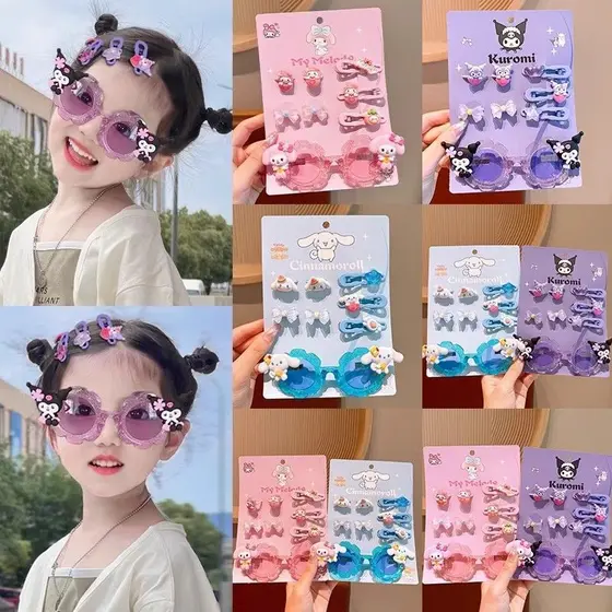 Kit 3-6 Pçs Infantil Óculos Presilhas Laços e Acessórios Presente de Aniversário e Dia das Crianças