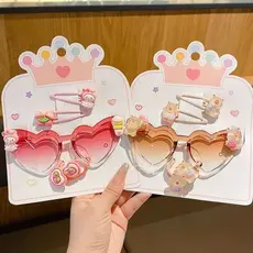 Kit 4/6 Peças Infantil com Óculos, Presilhas, Laços e Acessórios | Presente de Aniversário e Dia das Crianças