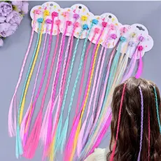 6/12/18 Mechas De Cabelo Coloridas Castanho Infantil Aplique Colorido Criança Peruca Meninas