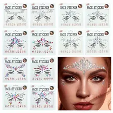 1 à 12 Cartelas Adesivo Strass de Rosto Maquiagem Carnaval Festa/Performance de Palco/Diamante de Lágrimas