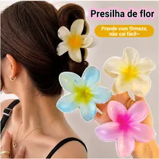 Kit 7 Presilhas de Flor para Cabelo 8cm Grande Transparente Degradê Feminina
