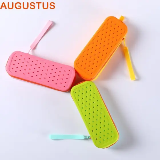 Estojo Para Óculos Com Zíper AUGUSTUS , Portátil Respirável De Natação De Silicone , Mosquetões