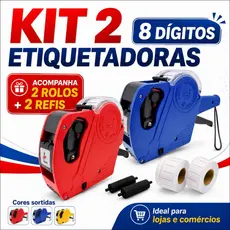 Kit 2 Etiquetadoras Manual De Preço 8 Dígitos Com Etiquetas E Refis Para Loja