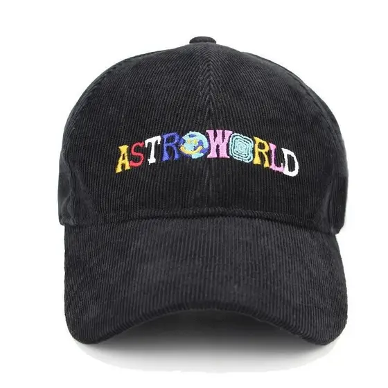 Boné De Beisebol Unissex De Veludo Com Botões Ajustáveis , Chapéu Hip-hop , Retrô , ASTROWORLD , Letras Bordadas , Mascu