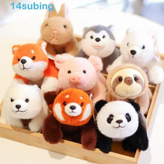 SUBING Guaxinim Urso De Pelúcia , Porco Panda Preguiça Husky Deitado Animal , Ornamento De Mesa Boneca