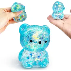 Squishy De Urso Com Glitter Iridescente-Aurora Shimmer Malt Sugar Texture Brinquedo Calmante Sensorial De Ascensão Lenta