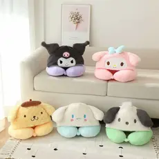 Bonito Dos Desenhos Animados Kurome Pudim Cão Com Capuz Em Forma De U Travesseiro Cochilo Dormir Seu Estômago De Avião D