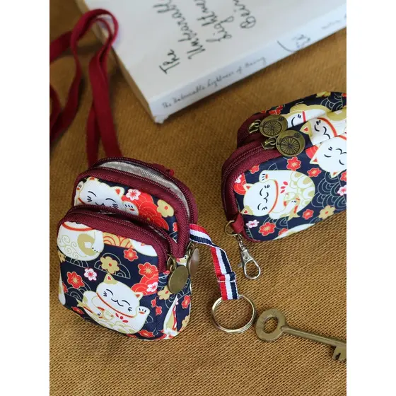 Mini saco de chave bonito dos desenhos animados saco de moedas meninos meninas Halter pequeno saco de pano fone de ouvid