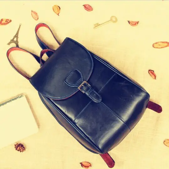 Nova moda Casual versão coreana na moda Retro carteiro estilo Preppy couro genuíno pequena mochila Mini mochila de couro
