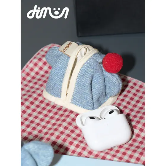 DTMOON.Mini bolsa de fone de ouvido Bluetooth fofa bolsa de armazenamento de mudança de tecido para chave airpods