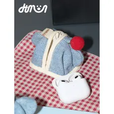 DTMOON.Mini bolsa de fone de ouvido Bluetooth fofa bolsa de armazenamento de mudança de tecido para chave airpods