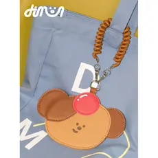 DTMOON porta-cartões de couro fofo, controle de acesso, cartão de refeição, cartão pequeno, capa protetora, pingente, ca