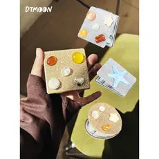 DTMOON Gem Flip Dobrável Espelho de Maquiagem Casa Outing Portátil Moda Prático Espelho de Vestir