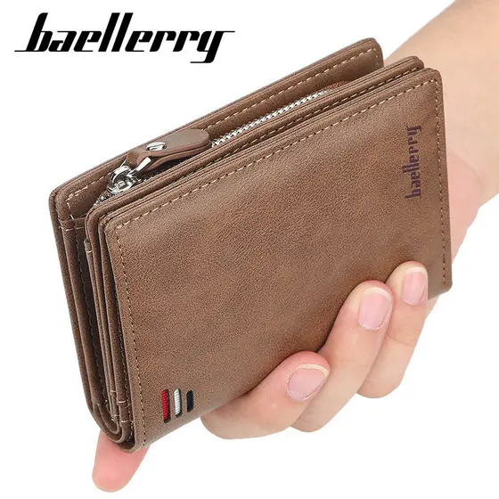 Nova carteira masculina curta europeia americana Retro Multi-cartão fivela carteira zíper Bill Clip multifuncional carte
