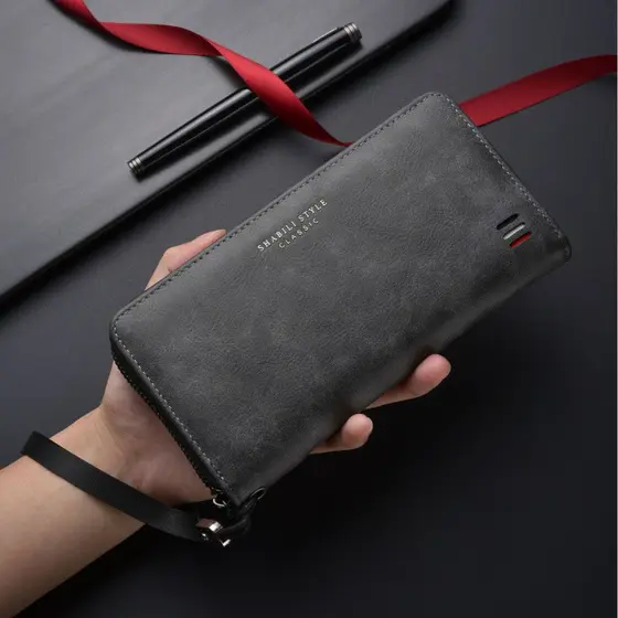 2025 novo estilo carteira masculina Casual Multi-Slot para cartão carteira longa bolsa de moedas do telefone móvel saco