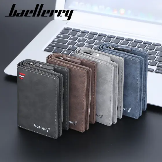 2025 novo estilo fosco carteira masculina zíper carteira curta Multi-Slot para cartão moda estilo Vertical bolsa de moed