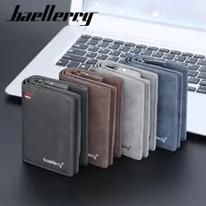 2025 novo estilo fosco carteira masculina zíper carteira curta Multi-Slot para cartão moda estilo Vertical bolsa de moed