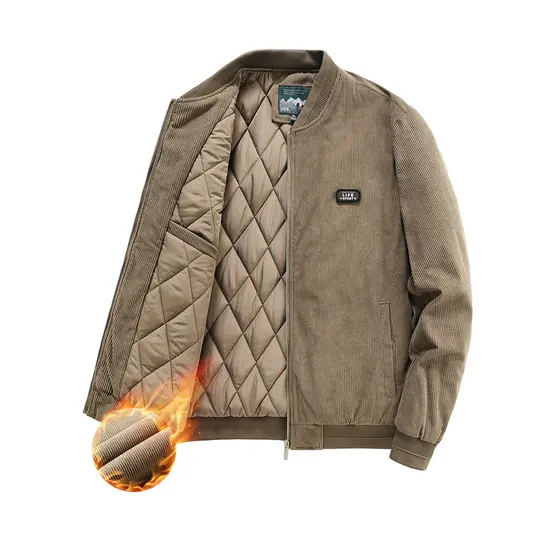 Jaqueta acolchoada masculina de veludo, jaqueta acolchoada de lã masculina, uniforme de beisebol de inverno, jaqueta aco