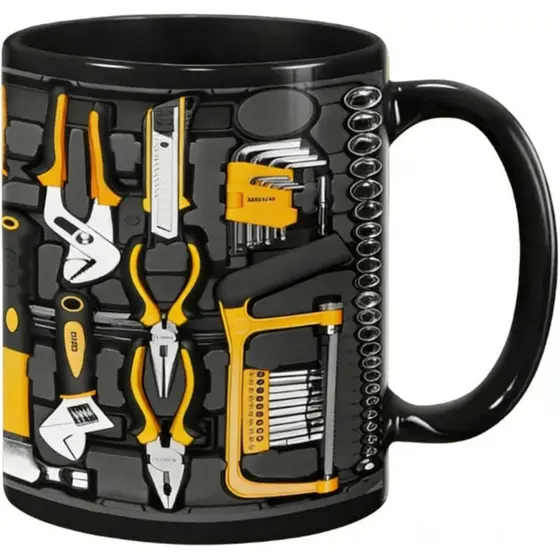 Conjunto de Canecas de Café em Forma de Caixa de Ferramentas Mecânica 3D, Caneca de Café de Cerâmica